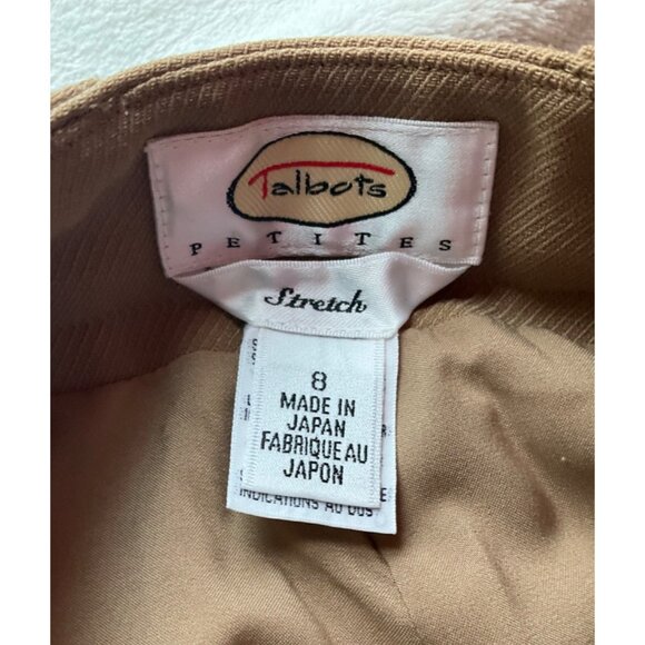 VTG Talbots Medium P Suit Set jacket and pants Wide Leg Wool Stretch Tan Beige - Picture 7 of 16